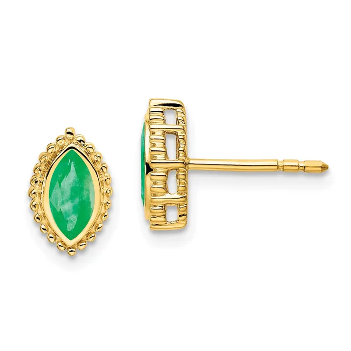 Earrings Goldia 14k Yellow Gold Marquise Emerald Post Earrings