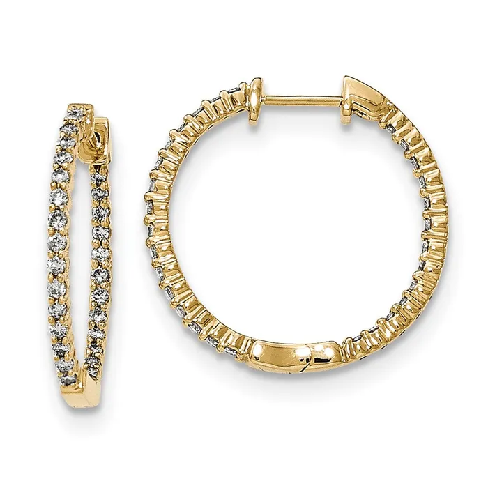 Earrings Goldia 14k Yellow Gold Polished Real Diamond In and Out Hinged Hoop Earrings Earrings Goldia 14k Yellow Gold Polished Real Diamond In and Out Hinged Hoop Earrings