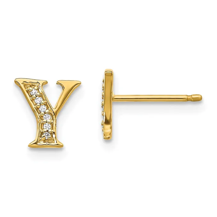 Earrings Goldia 14k Yellow Gold Real Diamond Initial Y Earrings