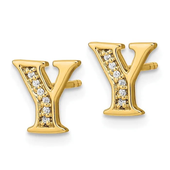Earrings Goldia 14k Yellow Gold Real Diamond Initial Y Earrings