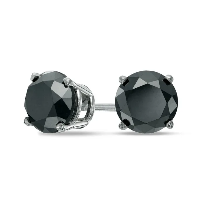 Earrings Goldia 3 CT TW Enhanced Black Diamond Solitaire Stud Earrings in 14K White Gold Earrings Goldia 3 CT TW Enhanced Black Diamond Solitaire Stud Earrings in 14K White Gold