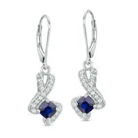 Earrings Goldia 50mm CushionCut LabCreated Blue and White Sapphire Swirl Drop Earrings in Sterling Silver Earrings Goldia 50mm CushionCut LabCreated Blue and White Sapphire Swirl Drop Earrings in Sterling Silver