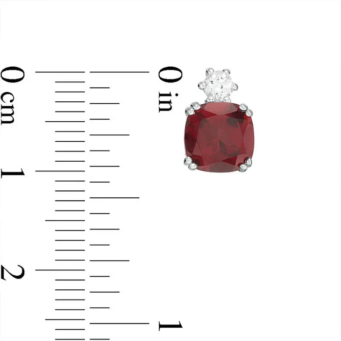 Earrings Goldia 70mm CushionCut Garnet and LabCreated White Sapphire Stud Earrings in Sterling Silver Earrings Goldia 70mm CushionCut Garnet and LabCreated White Sapphire Stud Earrings in Sterling Silver