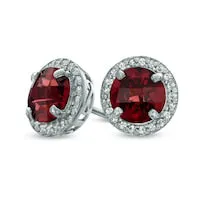 Earrings Goldia 70mm Garnet and LabCreated White Sapphire Frame Stud Earrings in Sterling Silver Earrings Goldia 70mm Garnet and LabCreated White Sapphire Frame Stud Earrings in Sterling Silver