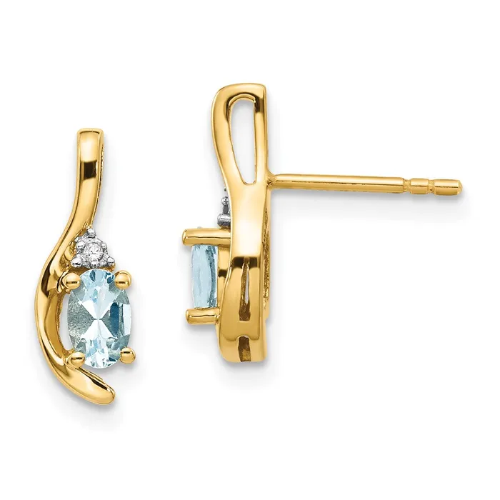 Earrings goldiaca 14K Diamond and Aquamarine Earrings