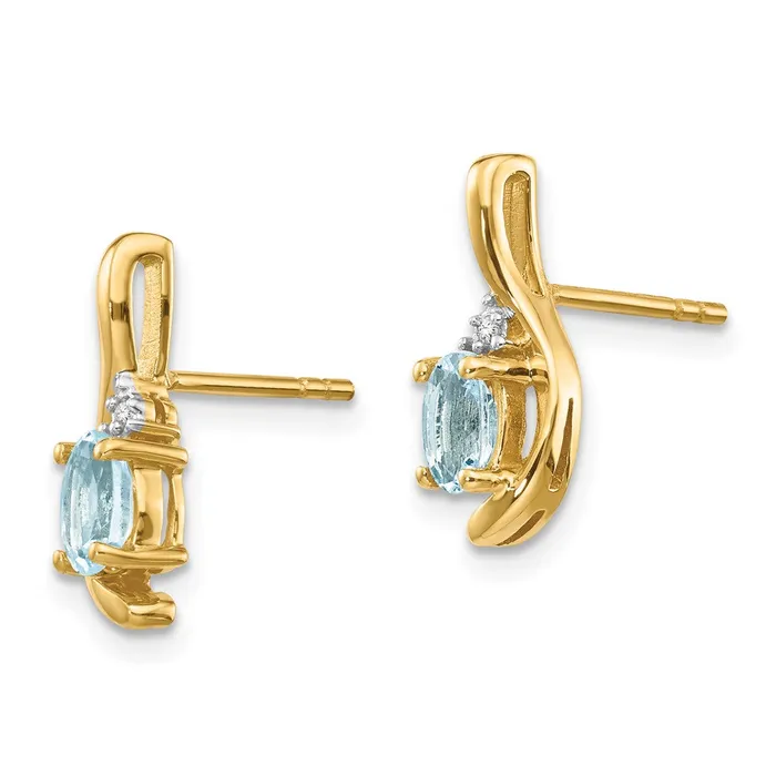 Earrings goldiaca 14K Diamond and Aquamarine Earrings