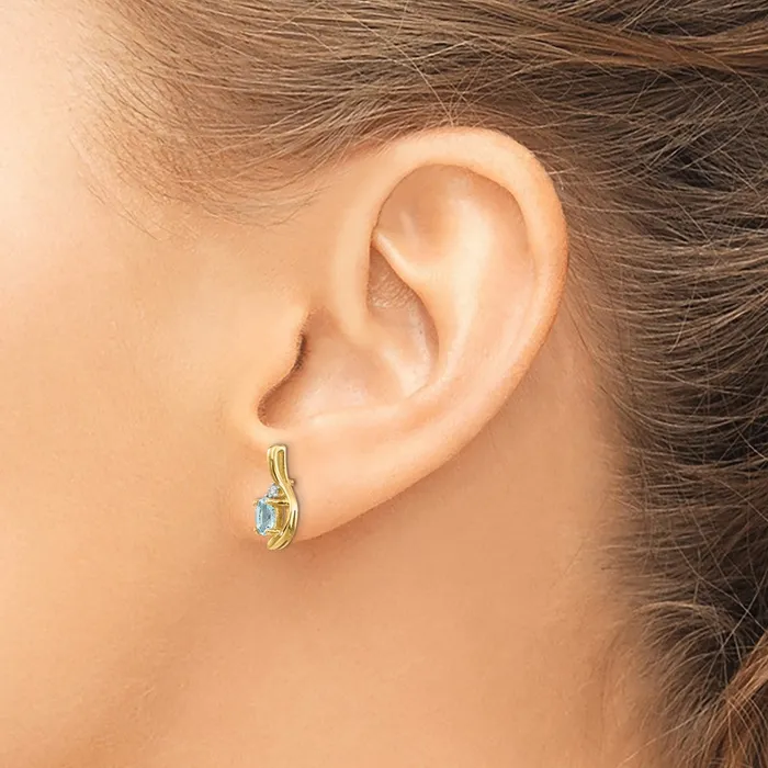 Earrings goldiaca 14K Diamond and Aquamarine Earrings