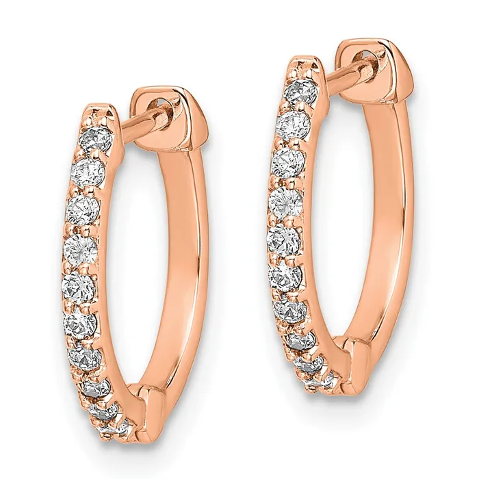 Earrings Goldia Solid 14k Rose Gold Simulated CZ Hinged Hoop Earrings Earrings Goldia Solid 14k Rose Gold Simulated CZ Hinged Hoop Earrings
