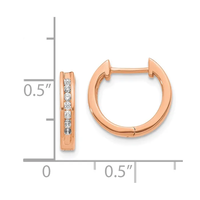 Earrings Goldia Solid 14k Rose Gold Simulated CZ Hinged Hoop Earrings Earrings Goldia Solid 14k Rose Gold Simulated CZ Hinged Hoop Earrings