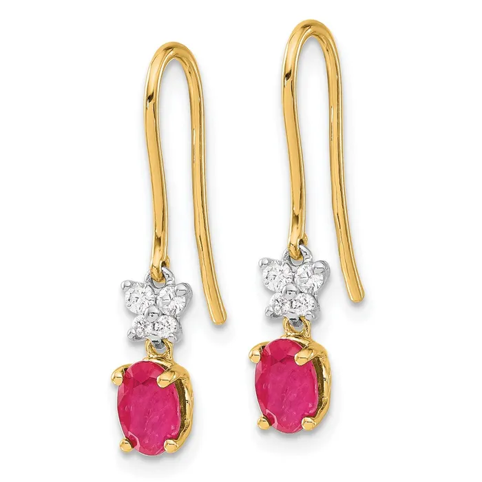 Earrings Goldia Solid 14k Twotone Two Tone Simulated CZ and Oval Ruby Earrings Earrings Goldia Solid 14k Twotone Two Tone Simulated CZ and Oval Ruby Earrings
