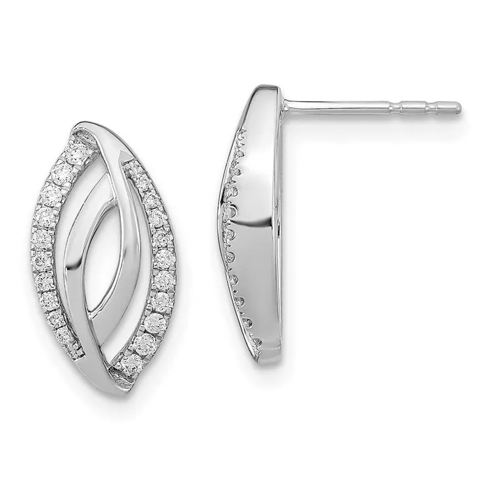 Earrings Goldia Solid 14k White Gold Simulated CZ Post Earrings