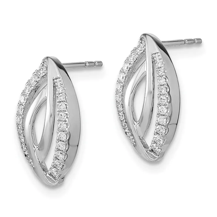 Earrings Goldia Solid 14k White Gold Simulated CZ Post Earrings