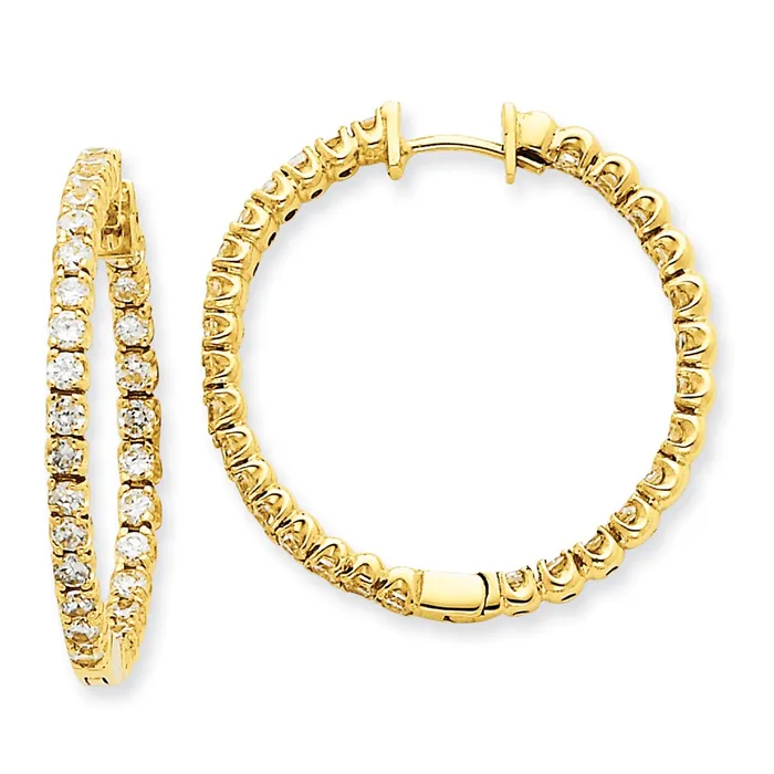 Earrings Goldia Solid 14k Yellow Gold AA Simulated CZ Hinged Hoop Earrings Earrings Goldia Solid 14k Yellow Gold AA Simulated CZ Hinged Hoop Earrings