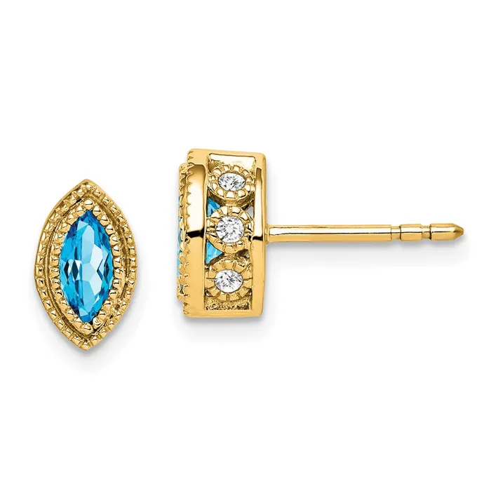 Earrings Goldia Solid 14k Yellow Gold Marquise Simulated Blue Topaz and CZ Earrings Earrings Goldia Solid 14k Yellow Gold Marquise Simulated Blue Topaz and CZ Earrings