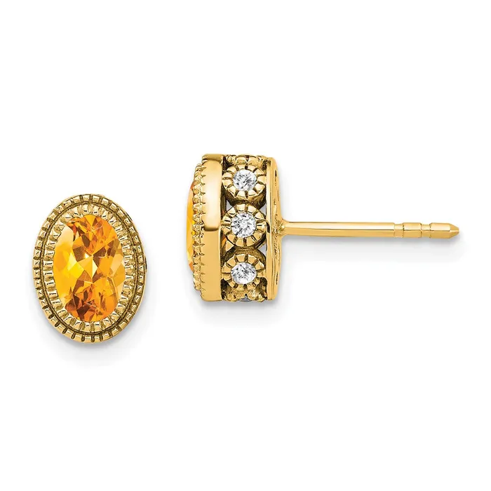 Earrings Goldia Solid 14k Yellow Gold Oval Simulated Citrine and CZ Earrings Earrings Goldia Solid 14k Yellow Gold Oval Simulated Citrine and CZ Earrings