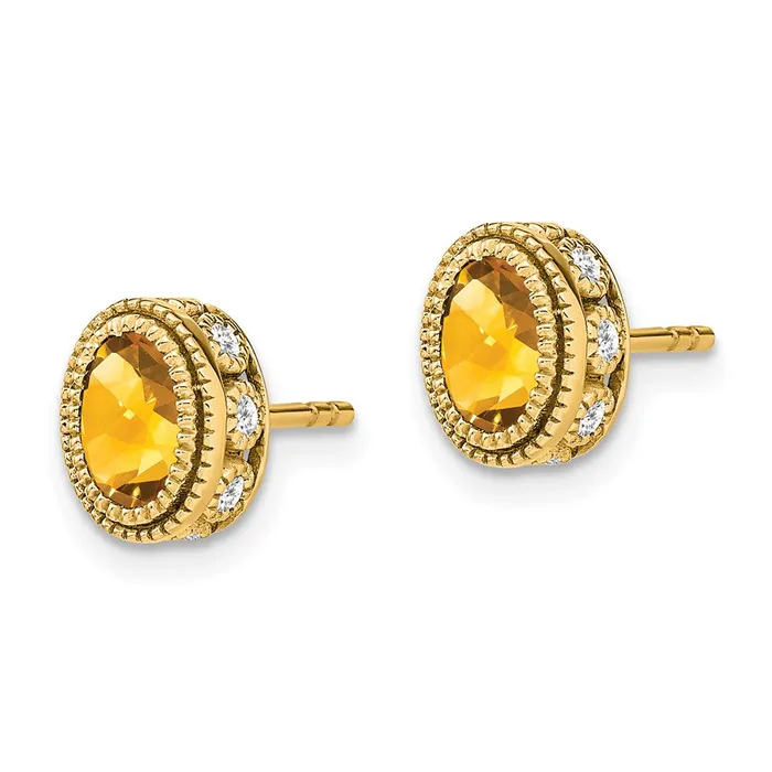 Earrings Goldia Solid 14k Yellow Gold Oval Simulated Citrine and CZ Earrings Earrings Goldia Solid 14k Yellow Gold Oval Simulated Citrine and CZ Earrings