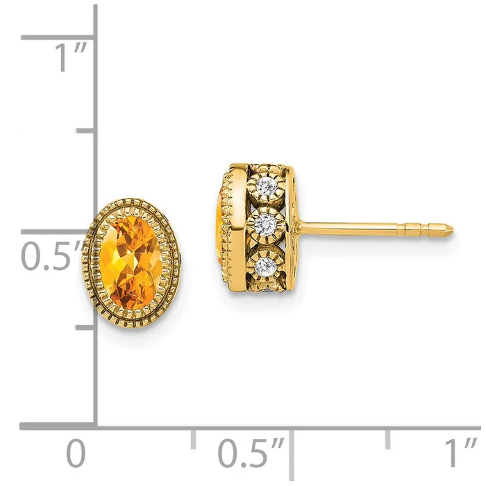 Earrings Goldia Solid 14k Yellow Gold Oval Simulated Citrine and CZ Earrings Earrings Goldia Solid 14k Yellow Gold Oval Simulated Citrine and CZ Earrings