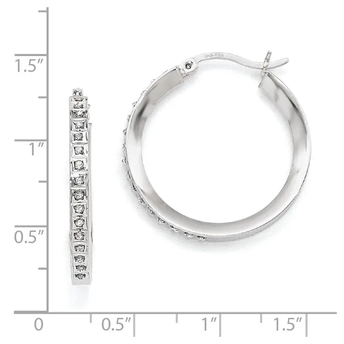Earrings Goldia Sterling Silver Diamond Mystique Round Hoop Earrings