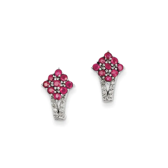 Earrings Goldia Sterling Silver Diamond u0026 Glass Filled Ruby Square Post Earrings Earrings Goldia Sterling Silver Diamond u0026 Glass Filled Ruby Square Post Earrings