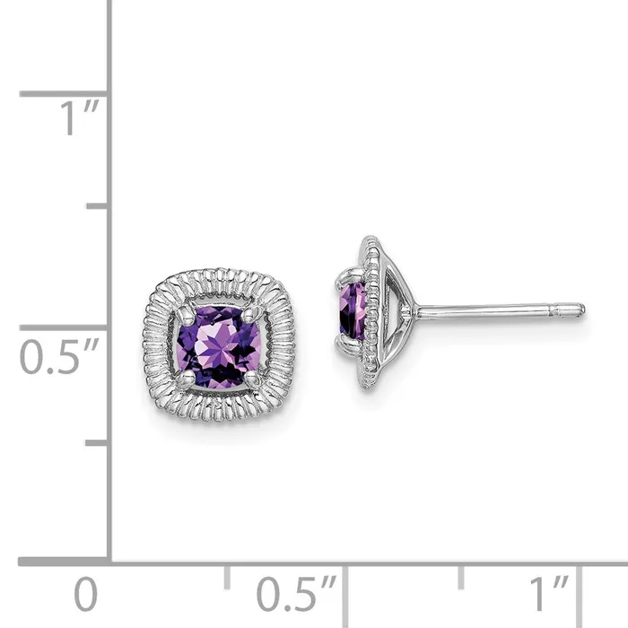 Earrings Goldia Sterling Silver Rhodplat Amethyst Square Post Earrings