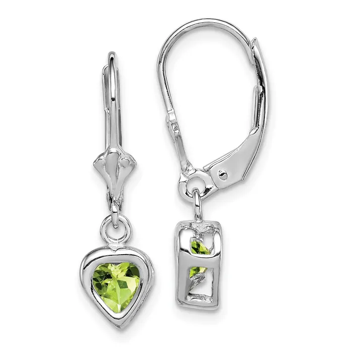Earrings Goldia Sterling Silver Rhodium Plated 5mm Heart Peridot Leverback Earrings Earrings Goldia Sterling Silver Rhodium Plated 5mm Heart Peridot Leverback Earrings