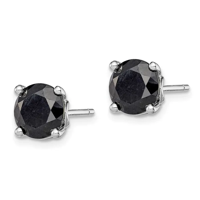 Earrings Goldia Sterling Silver Rhodiumplated Black Sapphire Post Earrings