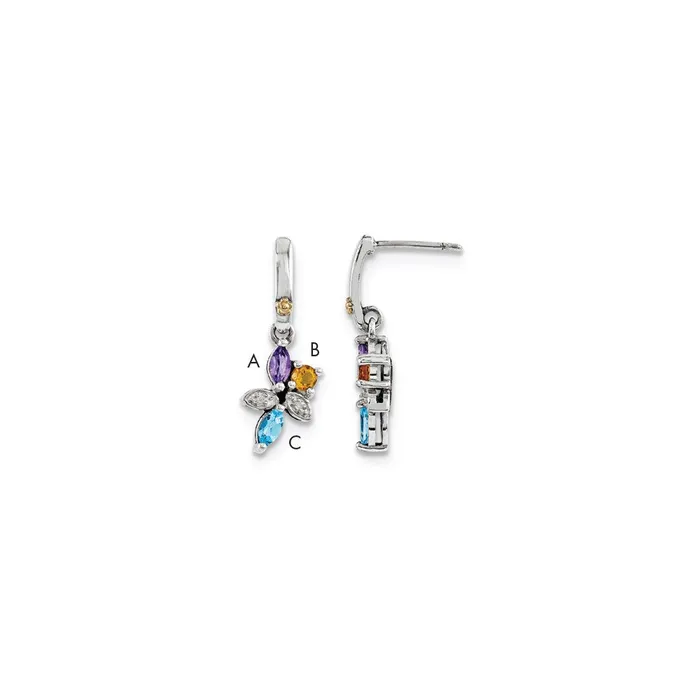 Earrings Goldia Sterling Silver u0026 14k Threestone and Diamond Mothers Earring Earrings Goldia Sterling Silver u0026 14k Threestone and Diamond Mothers Earring