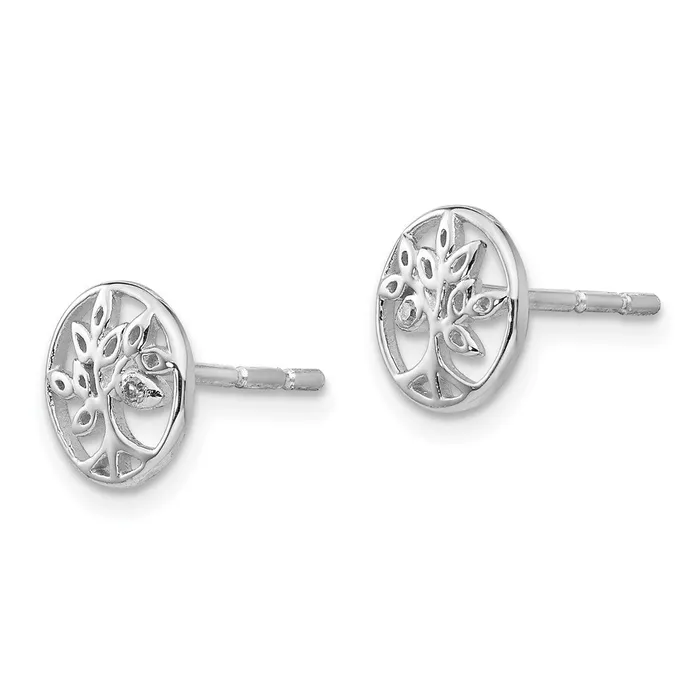 Earrings Goldia White Ice Sterling Silver Rhodiumplated Diamond Tree Post Earrings