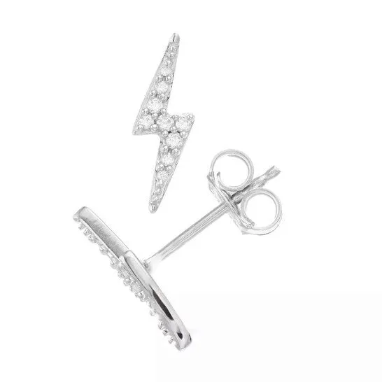 Earrings JMS always Original Diamond Muse 010 cttw Sterling Silver Diamond Lightining Bolt Stud Earrings Earrings JMS always Original Diamond Muse 010 cttw Sterling Silver Diamond Lightining Bolt Stud Earrings