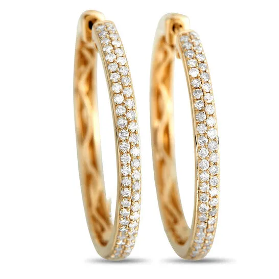 Earrings JMS always Original LB Exclusive 14K Yellow Gold 10ct Diamond Hoop Earrings Earrings JMS always Original LB Exclusive 14K Yellow Gold 10ct Diamond Hoop Earrings