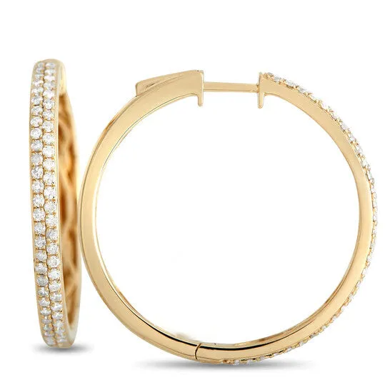 Earrings JMS always Original LB Exclusive 14K Yellow Gold 10ct Diamond Hoop Earrings Earrings JMS always Original LB Exclusive 14K Yellow Gold 10ct Diamond Hoop Earrings
