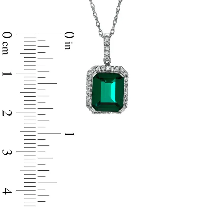 Earrings LabCreated Emerald and White Sapphire Drop Pendant in Sterling Silver Goldia Earrings LabCreated Emerald and White Sapphire Drop Pendant in Sterling Silver Goldia