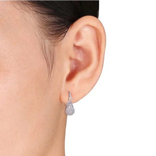 Earrings Original AMOUR 14 CT TW Diamond Teardrop Halo Leverback Earrings In Sterling Silver JMS always Earrings Original AMOUR 14 CT TW Diamond Teardrop Halo Leverback Earrings In Sterling Silver JMS always