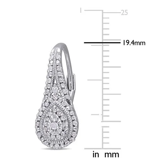 Earrings Original AMOUR 14 CT TW Diamond Teardrop Halo Leverback Earrings In Sterling Silver JMS always Earrings Original AMOUR 14 CT TW Diamond Teardrop Halo Leverback Earrings In Sterling Silver JMS always