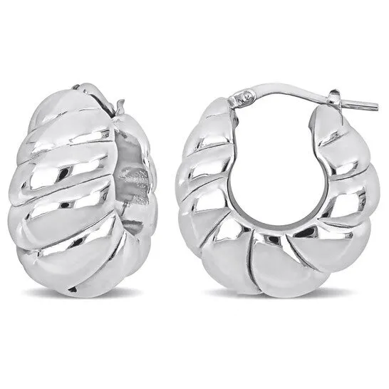 Earrings Original AMOUR 22 Mm Ribbed Hoop Earrings In Sterling Silver JMS always Earrings Original AMOUR 22 Mm Ribbed Hoop Earrings In Sterling Silver JMS always