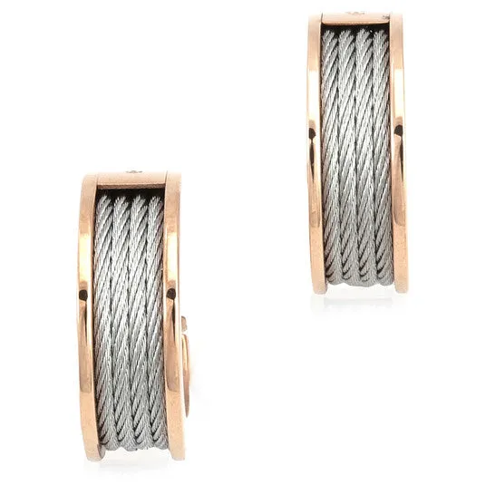 Earrings Original Charriol Forever Rose Gold PVD Steel Hoop Earrings JMS always Earrings Original Charriol Forever Rose Gold PVD Steel Hoop Earrings JMS always