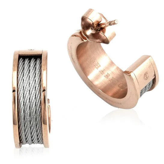 Earrings Original Charriol Forever Rose Gold PVD Steel Hoop Earrings JMS always Earrings Original Charriol Forever Rose Gold PVD Steel Hoop Earrings JMS always