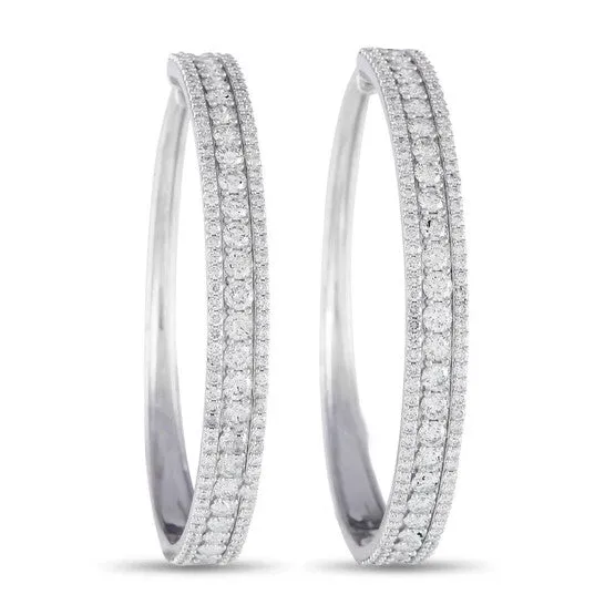 Earrings Original LB Exclusive 14K White Gold 70ct Diamond Tapered Hoop Earrings JMS always Earrings Original LB Exclusive 14K White Gold 70ct Diamond Tapered Hoop Earrings JMS always