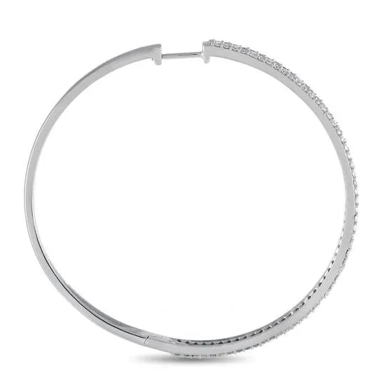 Earrings Original LB Exclusive 14K White Gold 70ct Diamond Tapered Hoop Earrings JMS always Earrings Original LB Exclusive 14K White Gold 70ct Diamond Tapered Hoop Earrings JMS always