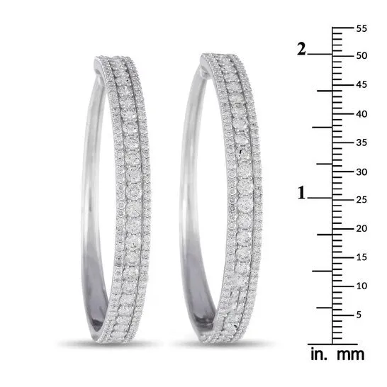 Earrings Original LB Exclusive 14K White Gold 70ct Diamond Tapered Hoop Earrings JMS always Earrings Original LB Exclusive 14K White Gold 70ct Diamond Tapered Hoop Earrings JMS always