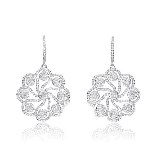 Earrings Original Megan Walford CZ SS White Gold Plated Round Flower Drop Earrings JMS always Earrings Original Megan Walford CZ SS White Gold Plated Round Flower Drop Earrings JMS always
