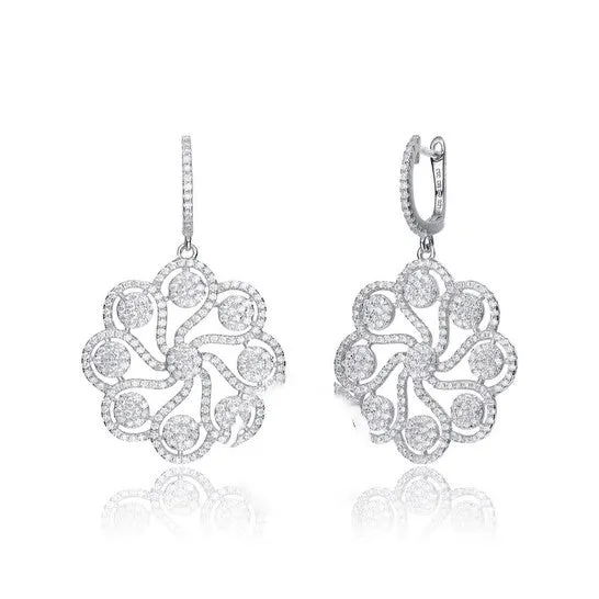 Earrings Original Megan Walford CZ SS White Gold Plated Round Flower Drop Earrings JMS always Earrings Original Megan Walford CZ SS White Gold Plated Round Flower Drop Earrings JMS always