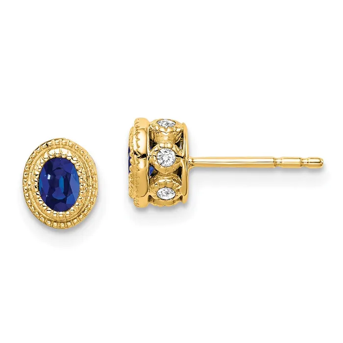 Earrings Solid 14k Yellow Gold Simulated Sapphire and CZ Earrings Goldia Earrings Solid 14k Yellow Gold Simulated Sapphire and CZ Earrings Goldia
