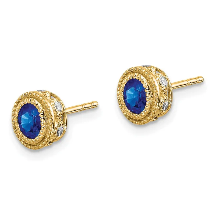 Earrings Solid 14k Yellow Gold Simulated Sapphire and CZ Earrings Goldia Earrings Solid 14k Yellow Gold Simulated Sapphire and CZ Earrings Goldia