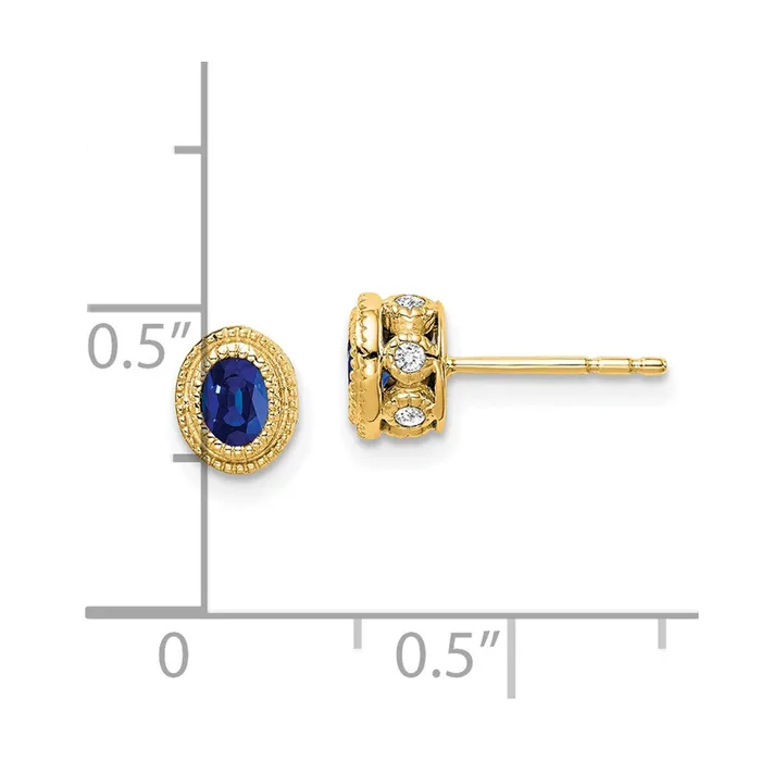 Earrings Solid 14k Yellow Gold Simulated Sapphire and CZ Earrings Goldia Earrings Solid 14k Yellow Gold Simulated Sapphire and CZ Earrings Goldia