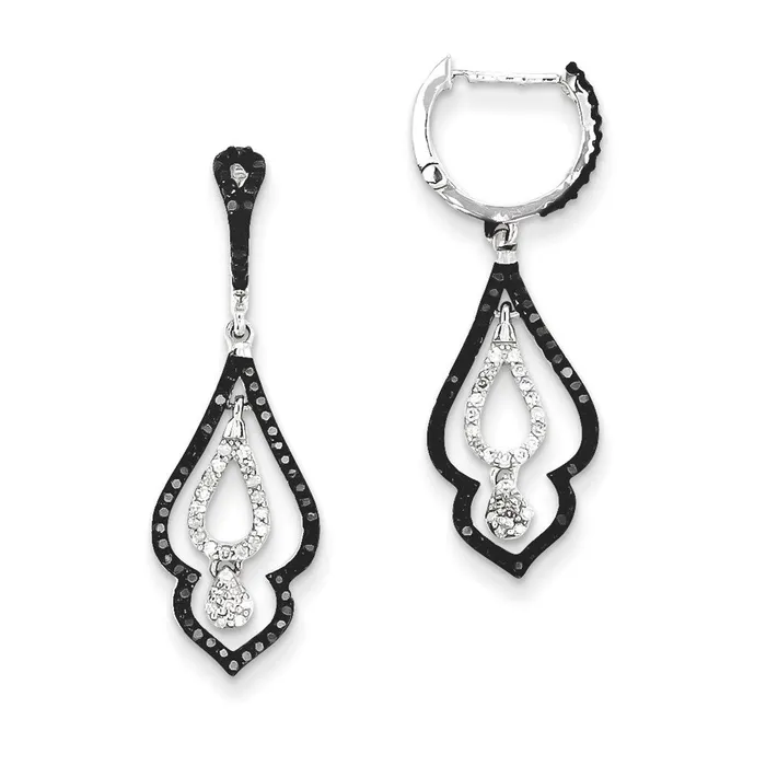 Earrings Sterling Silver Black and White Diamond Earrings Goldia