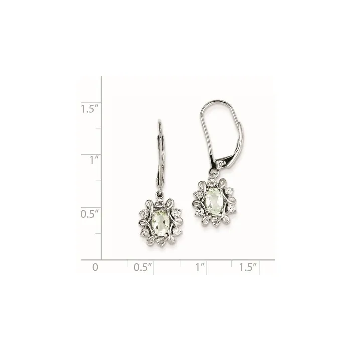 Earrings Sterling Silver Diamond u0026 Green Quartz Earrings Goldia