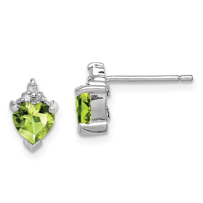 Earrings Sterling Silver Rhodium Heart Peridot u0026 Diamond Post Earrings Goldia Earrings Sterling Silver Rhodium Heart Peridot u0026 Diamond Post Earrings Goldia