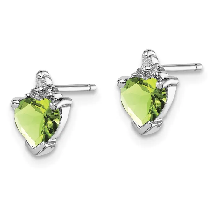 Earrings Sterling Silver Rhodium Heart Peridot u0026 Diamond Post Earrings Goldia