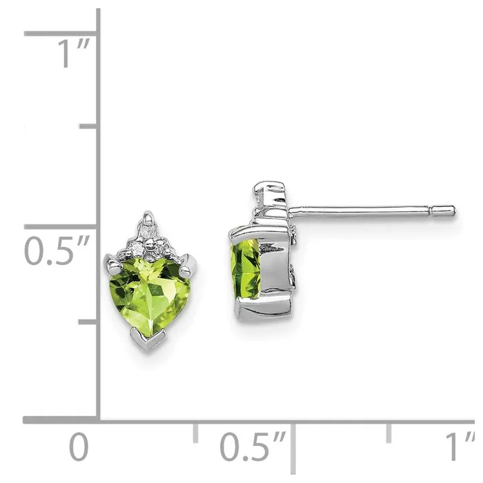 Earrings Sterling Silver Rhodium Heart Peridot u0026 Diamond Post Earrings Goldia